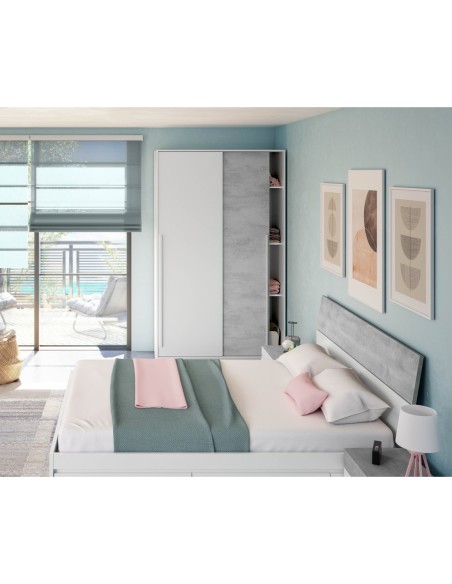 NOON PLUS Armario 2p correderas BLANCO ARTIK/CEMENTO