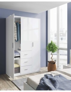 Ward.a Armario 3p+3c BLANCO BRILLO