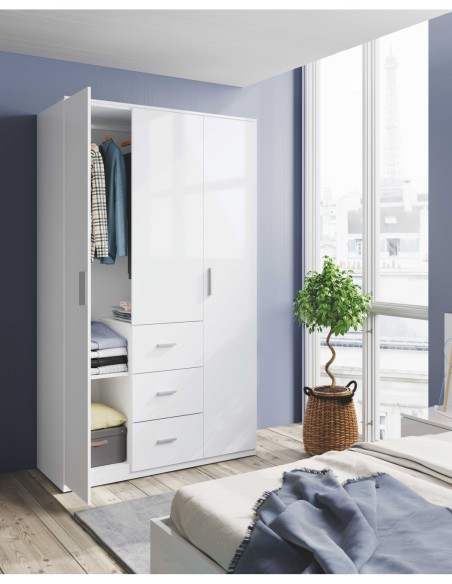 Ward.a Armario 3p+3c BLANCO BRILLO