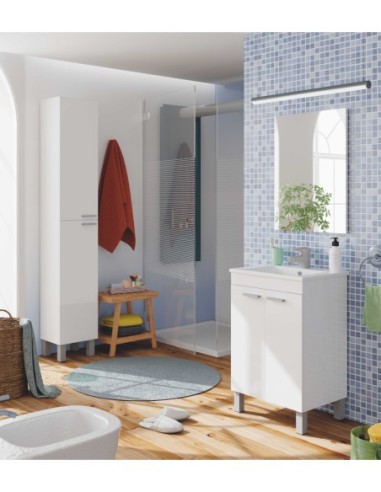 KONCEPT Mueble lavabo PEQ. 2p + espejo + LAVABO BLANCO BRILLO