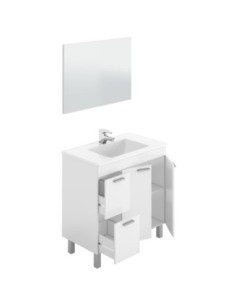 AKTIVA Mueble lavabo 2p+2c + espejo + LAVABO BLANCO BRILLO 2