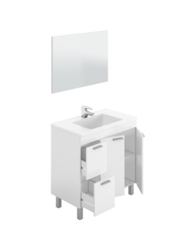 AKTIVA Mueble lavabo 2p+2c + espejo + LAVABO BLANCO BRILLO