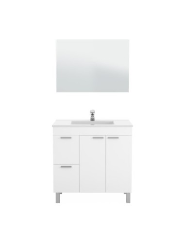 AKTIVA Mueble lavabo 2p+2c + espejo + LAVABO BLANCO BRILLO