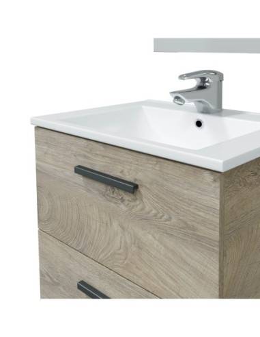 NOA 60 Mueble 60 2c susp.+ espejo + LAVABO ROBLE ALASKA