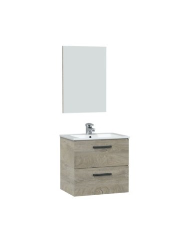 NOA 60 Mueble 60 2c susp.+ espejo + LAVABO ROBLE ALASKA