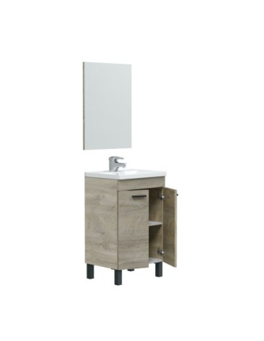 ESSENS Mueble 50  2p + espejo + LAVABO ROBLE ALASKA