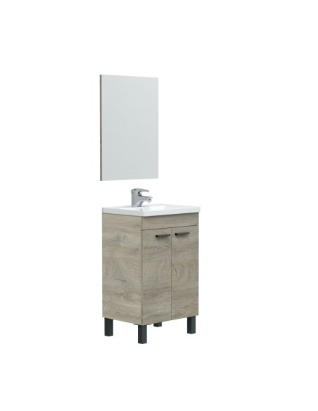 ESSENS Mueble 50  2p + espejo + LAVABO ROBLE ALASKA