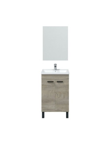 ESSENS Mueble 50  2p + espejo + LAVABO ROBLE ALASKA