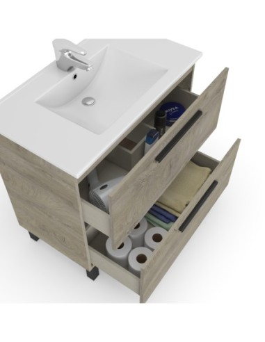 AIR Mueble  80 2c + espejo + LAVABO ROBLE ALASKA