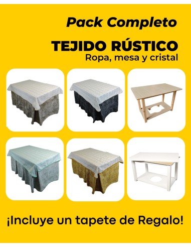 Pack Ropa de Mesa Camilla Tejido Rústico Terciopelo Elegante Extragrueso Varias Medidas