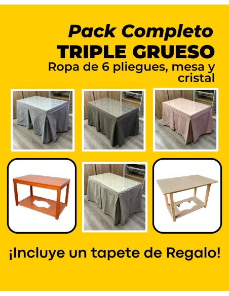 Pack Varios Colores - Triple Grueso Antimanchas 6 Pliegues con Tapete Liso de Regalo
